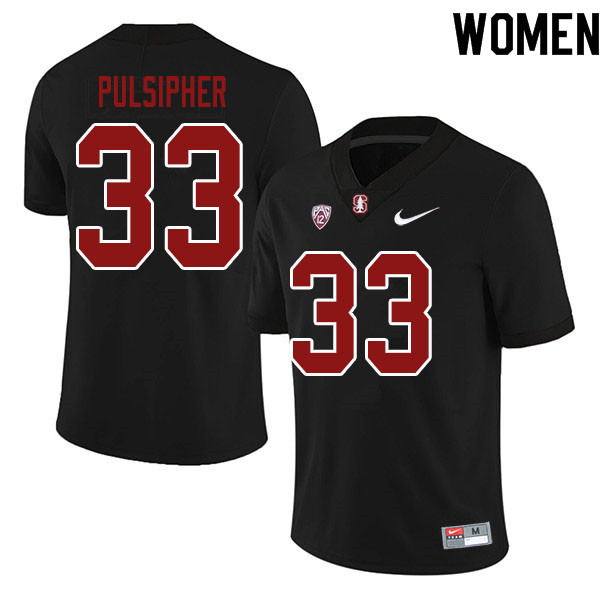 Women #33 Anson Pulsipher Stanford Cardinal College Football Jerseys Sale-Black - Click Image to Close